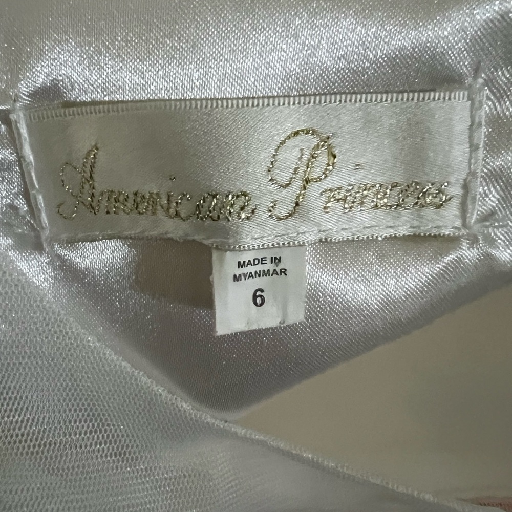 American Princess Ivory Satin & Tulle Flower Girl Dress - Picture 7 of 7